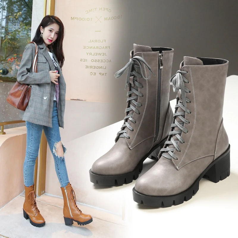 RQFF Brand Ankle Boots Women With Box Big size34-43 Fur Shoes Woman Winter Leather Plush High Heel Boot Female Ladies Black Shoe (25)