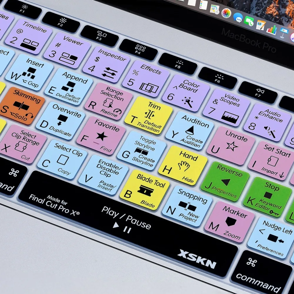 XSKN для Mac OS X ярлык дизайн горячие клавиши функциональный силиконовый чехол для клавиатуры для Macbook 12 дюймов retina US/EU макет