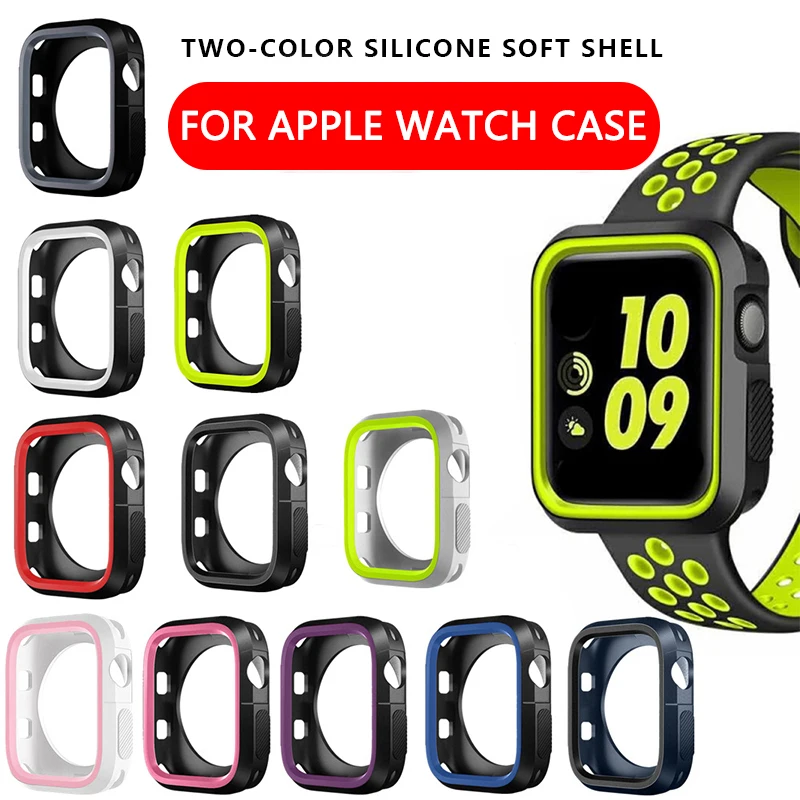 

MDNEN 42mm 38mm Anti-fall Sleeve For Apple Watch Case Cover For Iwatch 1 2 3 4 Soft Silicone Sleeve 40mm 44mm Sports Case