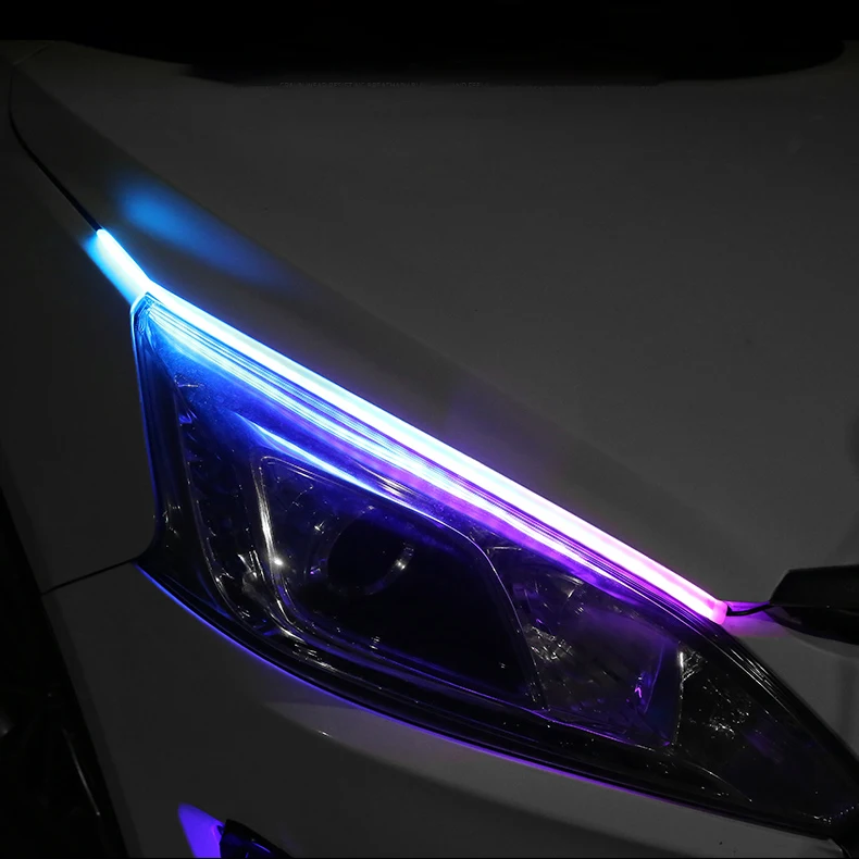 Niscarda 2 шт. Универсальный водонепроницаемый гибкий RGB дневной ходовой светильник DRL многоцветная светодиодная лента указатель поворота светильник s