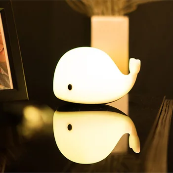 

USB rechargeable cute dolphin touch night light RGBWW silicone touch sensor 7 colors for children's bedroom table lamp