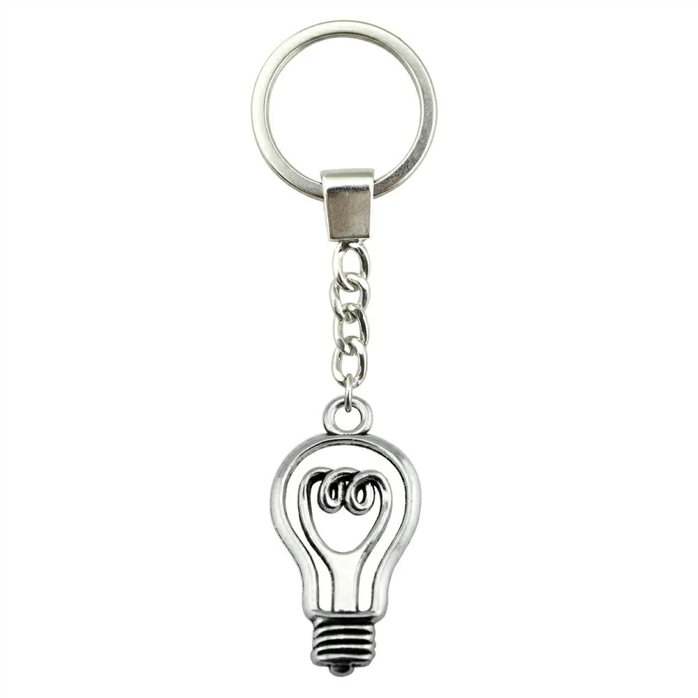

2 Colors Antique Bronze Antique Silver 46x24mm Light Bulb Keychain New Fashion Handmade Metal Key Ring Party Gift
