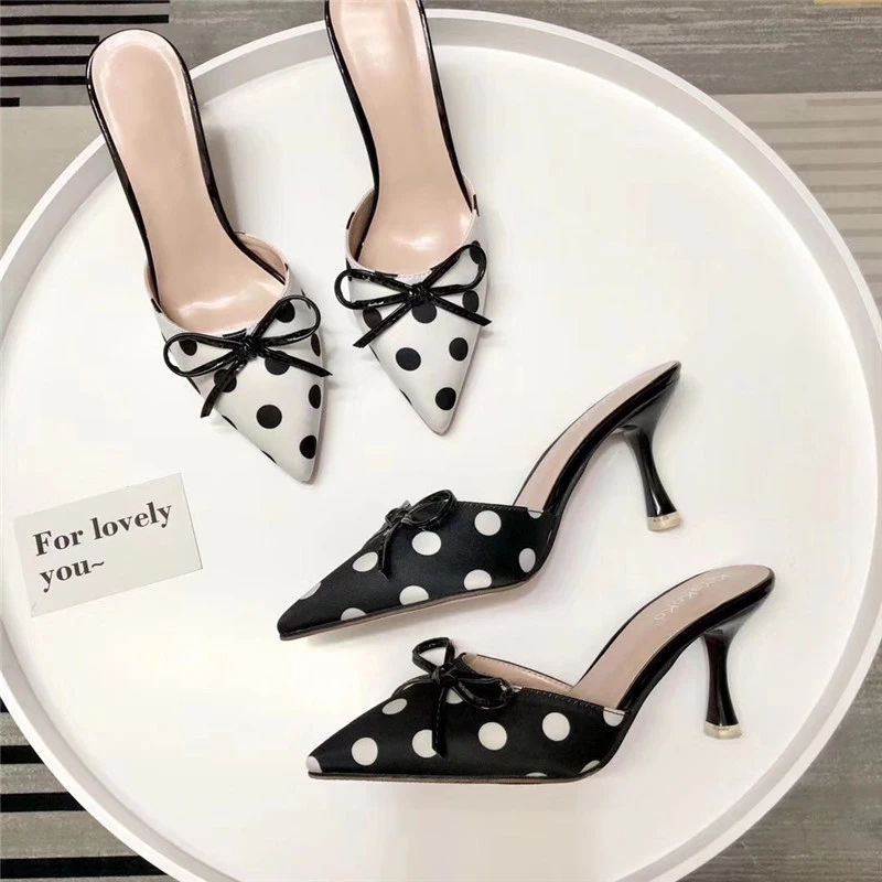ladies polka dot slippers