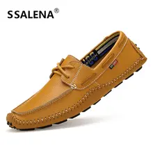 Mens Comfortable Moccasins Shoes Breathable Leather Casual Boat Shoes Fashion Lace Up Handmade Shoes EU 35-47 AA11571