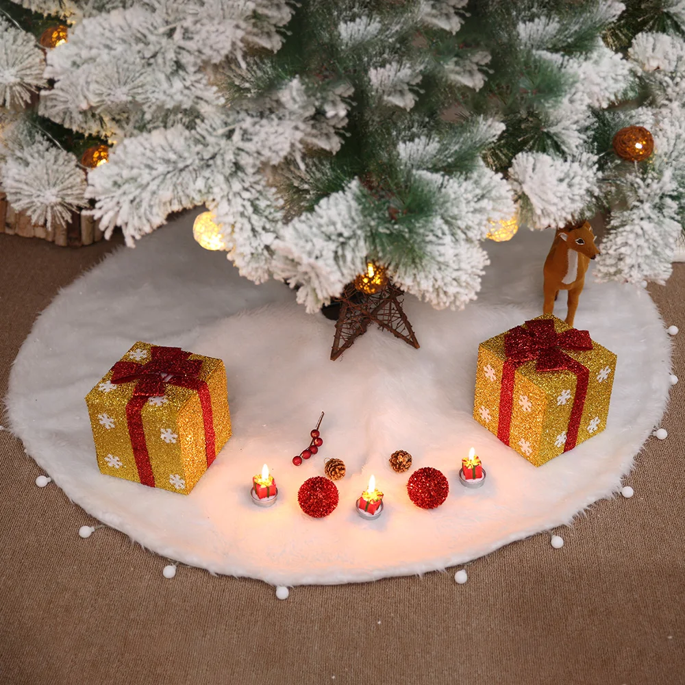 Рождество вечерние Декор каймой золотистого цвета коврик под рождественскую елку стойки украшения