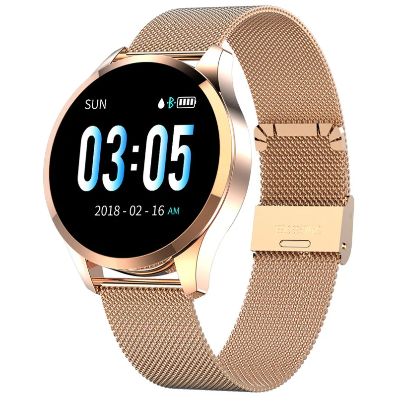 Q9 Bluetooth фитнес-трекер браслет для женщин нержавеющий Браслет Смарт-часы для мужчин монитор сердечного ритма - Цвет: Gold Stainless