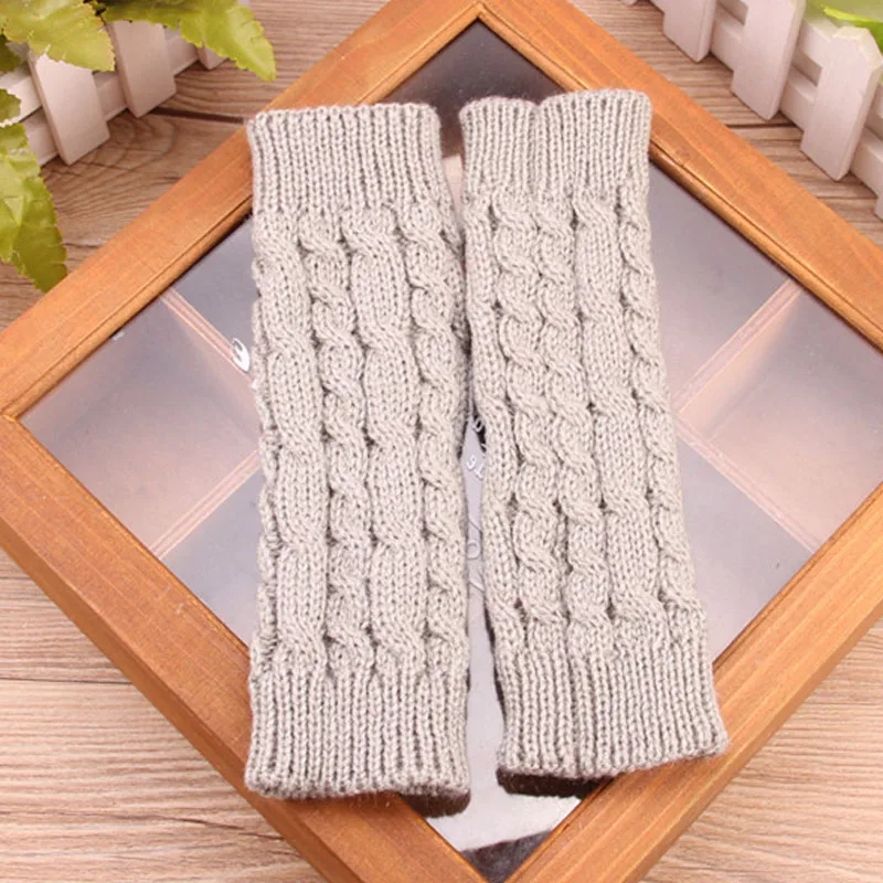 Light Gray Высококачественные женские перчатки, Стильные теплые зимние перчатки для рук, женские вязаные перчатки из искусственной шерсти, теплые митенки без пальцев - Цвет: Light Gray