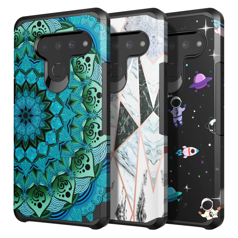 Yokata 2 in 1 Hard Marble Case for LG G8 ThinQ V50 5G Shockproof Bumper Cover Stylo5 K40 Universe Pattern | Мобильные телефоны и
