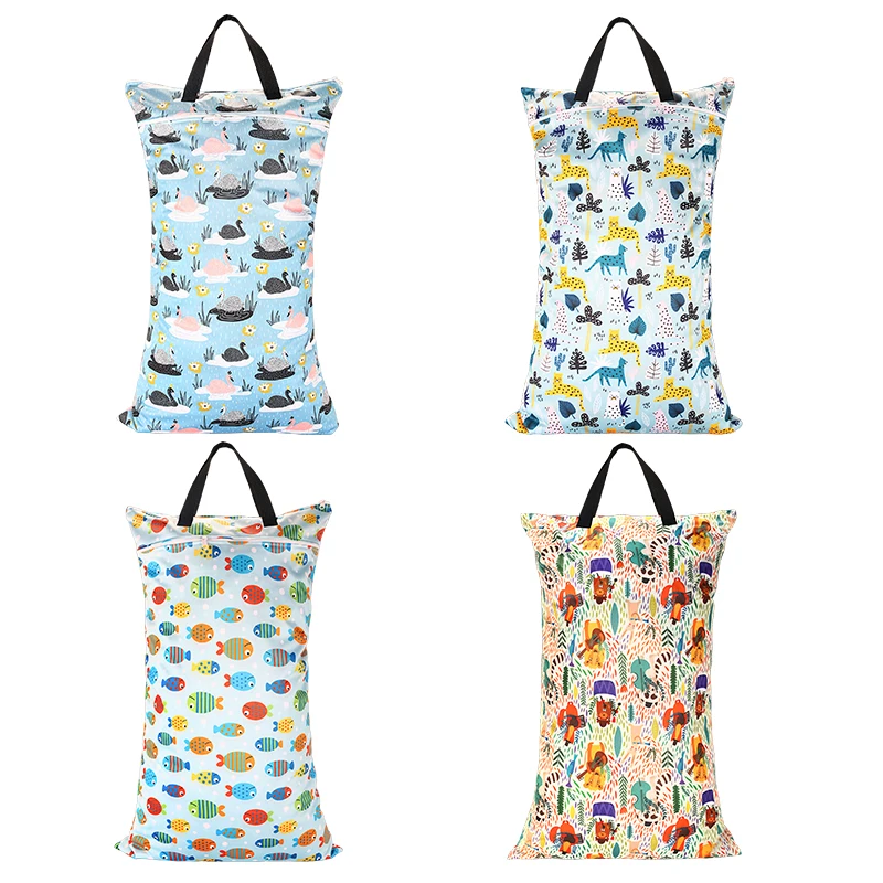 

HappyFlute Reusable and Waterproof Pail Bag with 2 Handles Pail Liner for Cloth Diaper Nappy Insert PUL Large Wet Bag