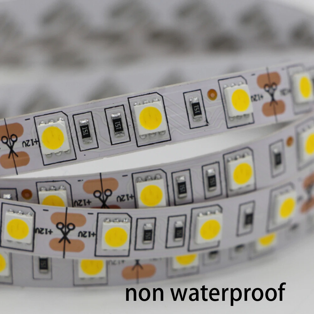 Светодиодная лента 5050 SMD RGB 12 В постоянного тока 1/5 м не ip65 ip67 ip68 водонепроницаемая