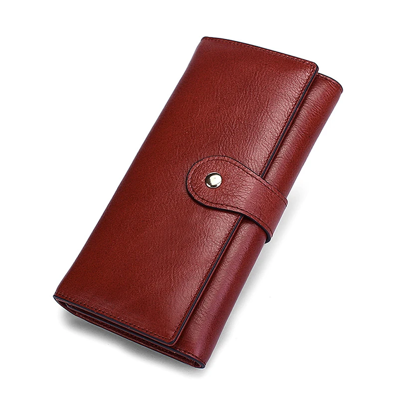 

Women Wallet Genuine Leather Wallet Female Card Holder Coins Purse Women Phone Bag Trifold Money Bags Red Vintage High Quality