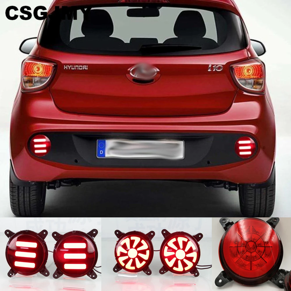 

CSGJMY 2PCS Multi-function LED Reflector Lamp Rear Fog Lamp Rear Bumper Light Brake Light For Hyundai Grand I10 2017 2018