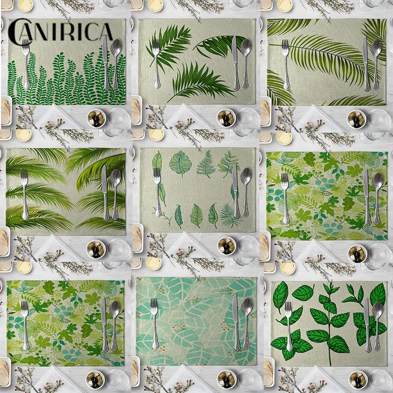 

CANIRICA Placemat For Dining Table Leaves Placemat Linen Table Mats Kitchen Accessories Place Mat Individuales De Mesa Decor New