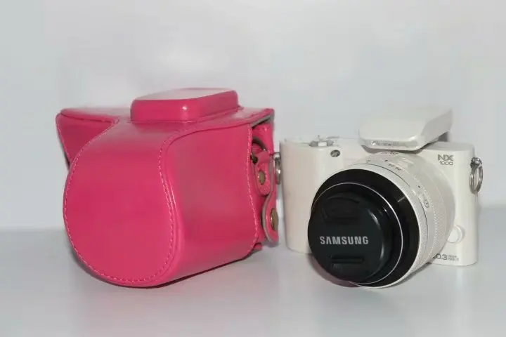 Чехол из искусственной кожи для камеры, чехол для samsung NX2000 NX1100 NX1000 беззеркальная система камеры - Цвет: Коричневый