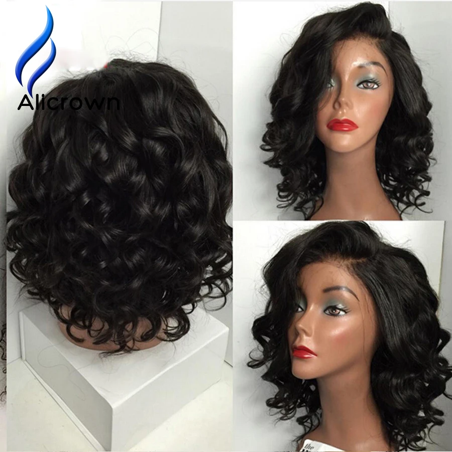 130/150/180 Density Human Hair Full Lace Bob Wig Short 