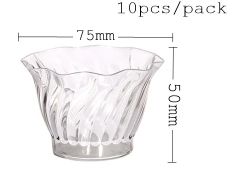 Акция-вечерние принадлежности для свадьбы, одноразовая пластиковая посуда, 70*55 мм/60 мл прозрачная мини десертная квадратная чашка, 10/упаковка - Цвет: Многоцветный