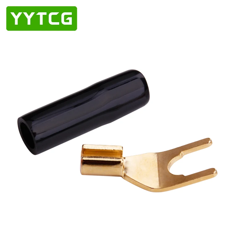 YYTCG 8PCS Gold-plated Copper Banana Plugs U/Y Type High quality Banana Connector Speaker Wire Connector With Plastic Handle Ca