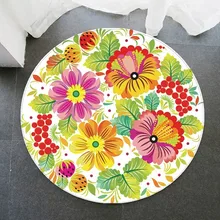 Красивые с цветочным принтом круглый ковер домашние декоративные украшения для спальни коврики, утепленные, фланелевые противоскользящие влаговпитывающие, 3 размера