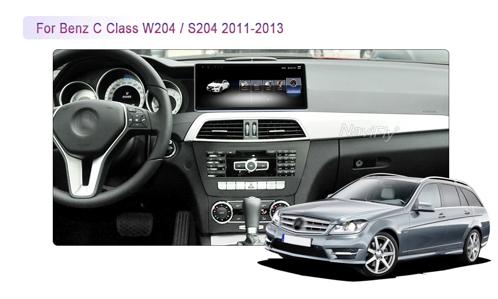 Discount NaviFly 3+32 Android 7.1 car multimedia player for Mercedes Benz C Class C-Class W204/S204 2011 to 2013 GPS Video Audio 4G LTE 4