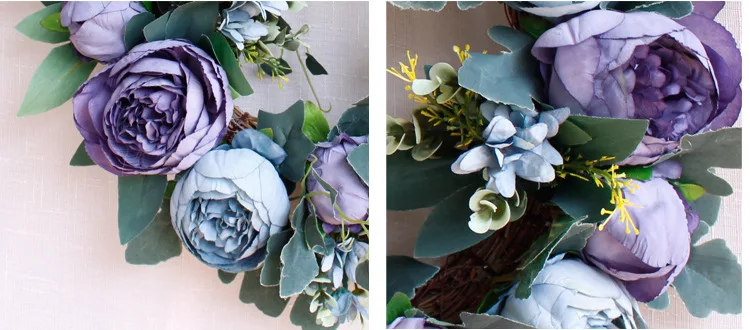 Flone European Artificial Peony Wreaths Silk Flower Simulation Flowers Wreaths Door Ornaments Garland Wedding Home Party Decor (10)