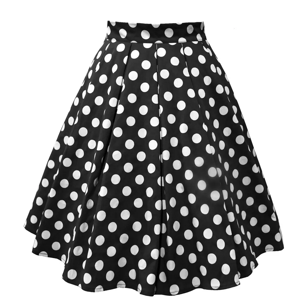 

Womail 2019 Women Ladies Mid Girl Short Skirts Clothes Clothings Casual Polka Dot Casual Print Red White Black A-Link Skirts