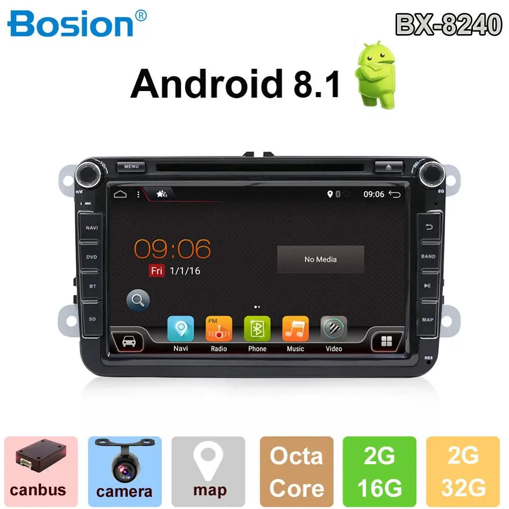 

Bosion 8" car radio player autoradio dvd Android 8.1 gps navigation Bluetooth wifi In-Dash For Volkswagen GOLF 4 5 Polo Bora CC