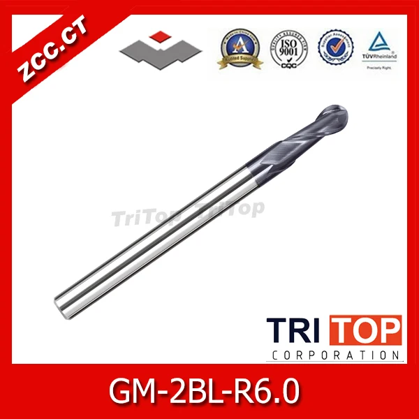 

ZCC.CT GM-2BL-R6.0 2 flute ball nose end mills with straight shank/ Long cutting edge solid carbide cutting tool