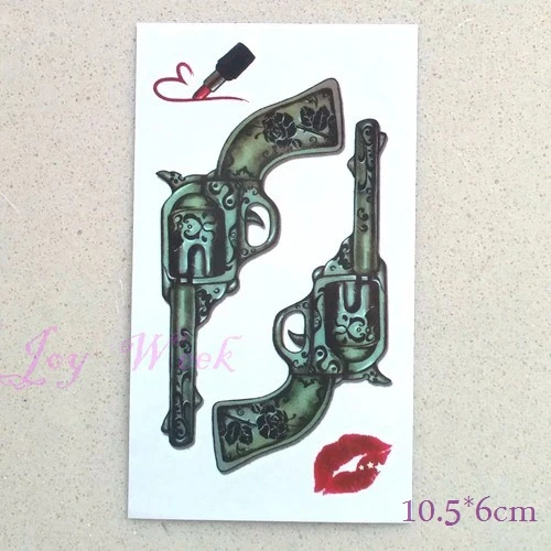 gun temporary tattoo red lips Temporary Tattoo Sticker sexy Waterproof gun