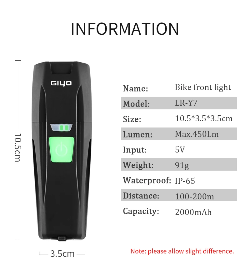 GIYO T6 светодиодный светильник для велосипеда с подзарядкой от USB водонепроницаемый головной светильник для велосипеда 450Lm мощный светильник для велосипеда передний фонарь на руль