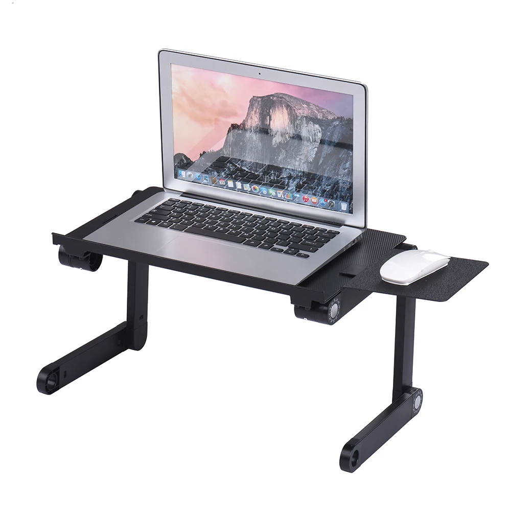 

Foldable Laptop Cooler Table Stand Holder Vented Computer Desk Bed Lap Tray 360 Degree Adjustable with Mouse Pad Cooling Fans