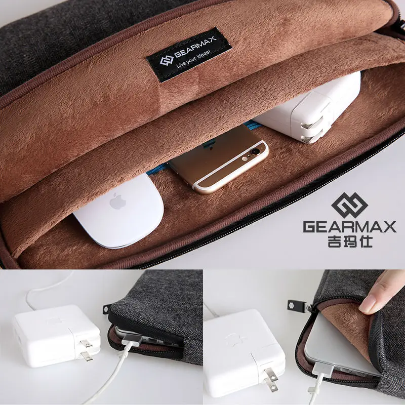 

Gearmax Wholesale Price Shipping High Quality Laptop Briefcase 11.6 13.3 15.4' for MacBook Pro LEATHER Waterproof high-grade bag