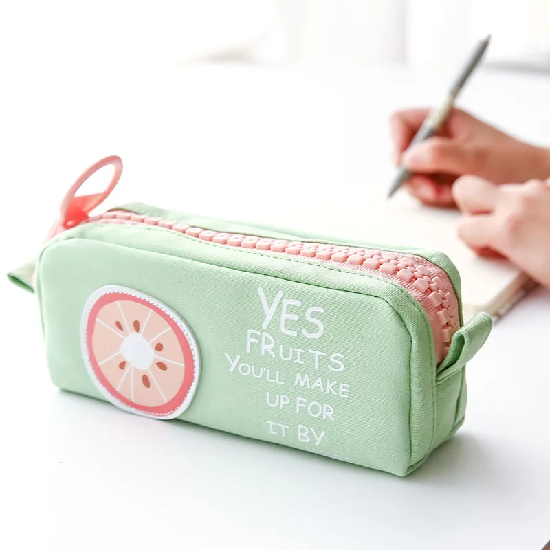

Stationery Summer Fruit Pencil Case Pen Bag Canvas Girls High-capacity Zipper Bag Multi-functional Stationery Bags