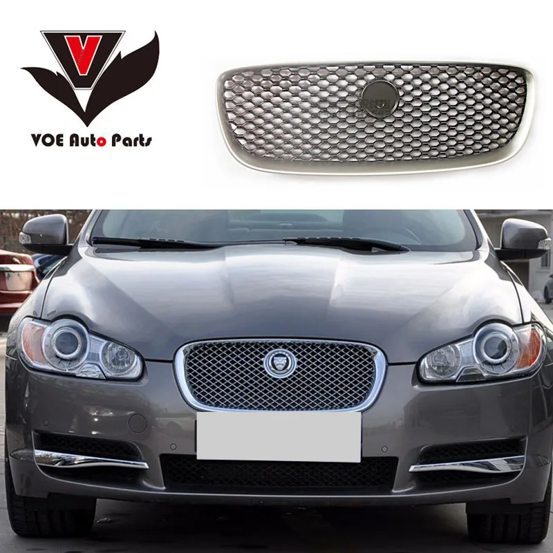 Для Jaguar XF 2008- автомобильный Стайлинг ABS передняя капот гоночный гриль решетка облицовки радиатора Авто запасная часть серебристый/черный
