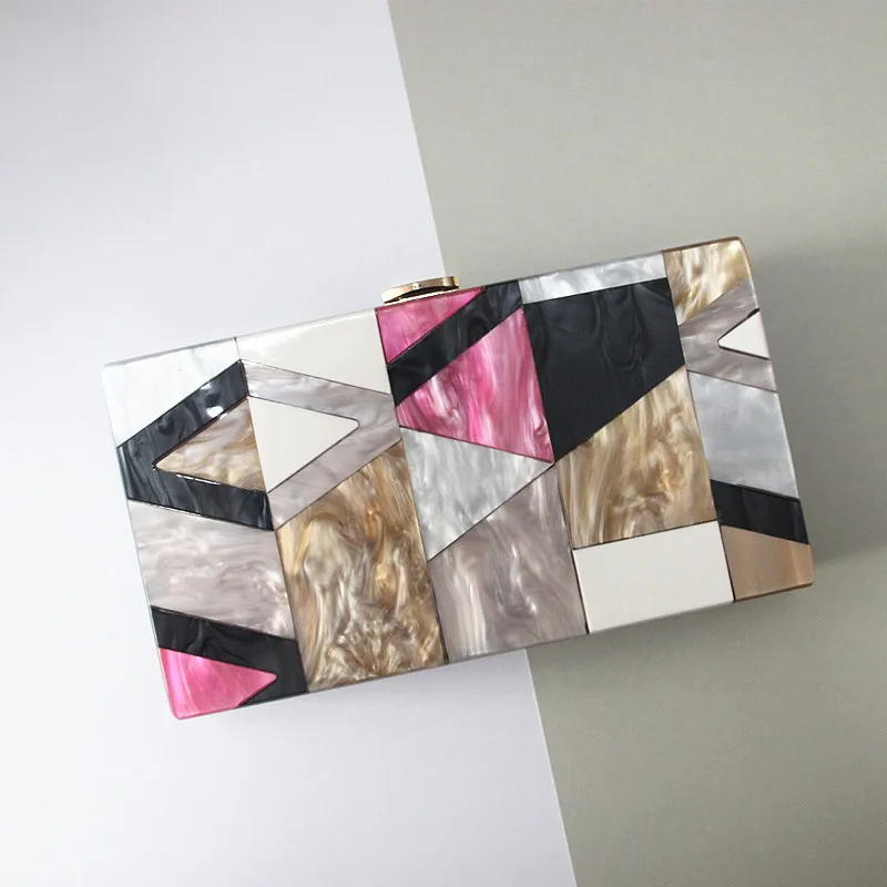 New Women Messenger Bags Brand Fashion Luxury Acrylic Geometric Lattice Patchwork Handbag Party Prom Clutch Woman Evening Bag New Women Messenger Bags Brand Fashion Luxury Acrylic Geometric Lattice Patchwork Handbag Party Prom Clutch Woman Evening Bag
