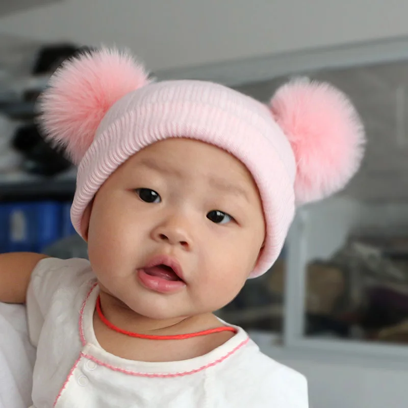 2017 Новый Милый Ребенок Девушки Парни Шапочка Хлопок Зимние Шапки С Натуральным