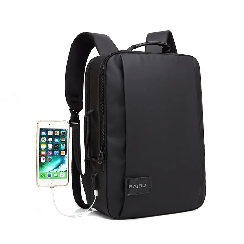 

2018 Business Men's Backpack Black USB Charging Laptop Backpack 15.6 Inch Large Capacity School Bags Casual Travel Male Mochila