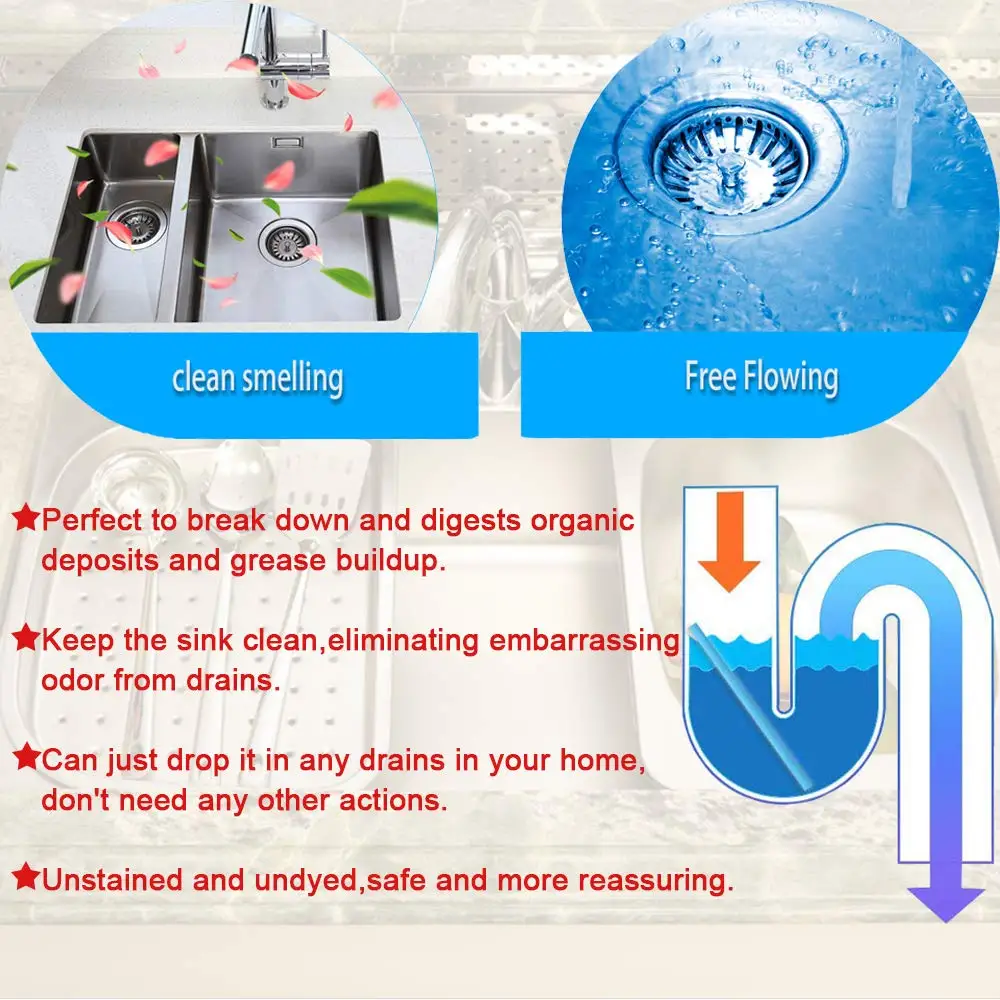  Efficiency Cleaner Powerful Sink & Drain Cleaner Deodorant For Kitchen Pipe Dredging Sewer Toilet C