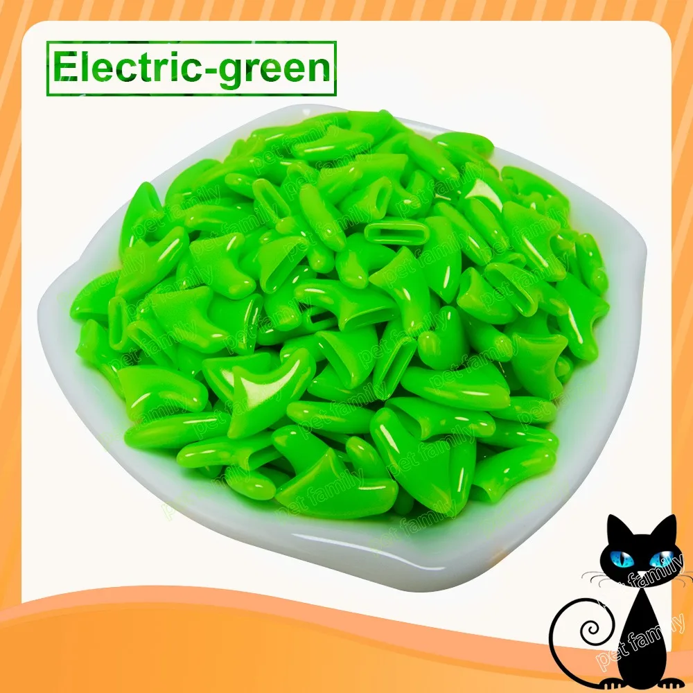 20 шт. мягкие кошачьи колпачки для ногтей Pet Paw Когти для ногтей протектор для груминга покрытие с бесплатным клеем+ аппликатор XS s m l - Цвет: Electric Green
