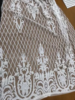 

Nigerian Fabrics Sat-1088 High Quality Tulle African Laces Fabric with SEQUINS Embroidered tulle fabric