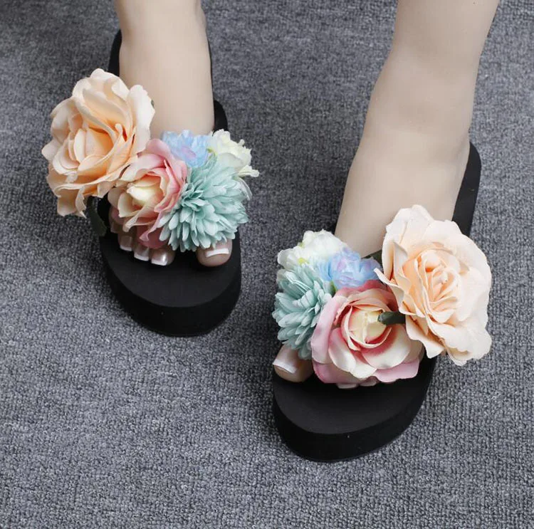 2019 New Anti-skid Base Wedge Shoes For Sale Handmade Flowers Buy Beach Flip Flops Slippers Online Cheap Black48