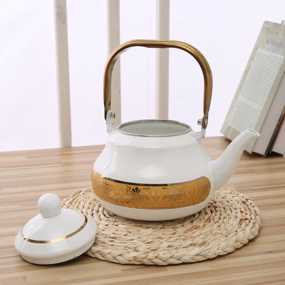 2.0L золотой белый эмалированный чайник традиционный китайский чайник груша форменный горшочек чайник для утолщенной воды электромагнитная печь газовый горшок