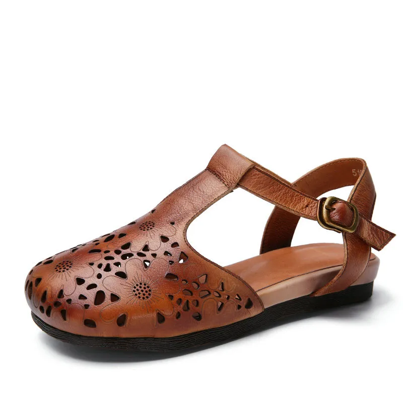 Summer-2018-New-Woman-Soft-bottom-Hollow-out-in-baotou-Sandals-Fashion-comfortable-flat-sandals-leather