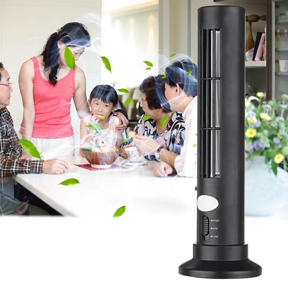 

Portable Mini USB Battery 2.5W Vertical Bladeless Tower Fan Desk Cooling Leafless Air Conditioner Purifier For Computer Office