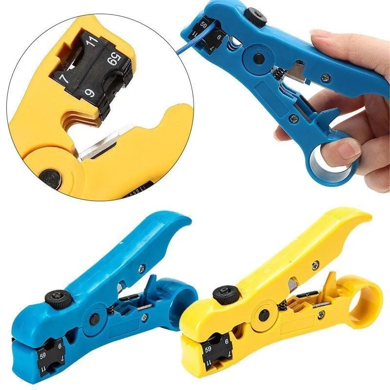 

Flat or Round UTP Cat5 Cat6 Wire Coax Coaxial Stripping Tool Universal Cable Stripper Cutter Stripping Pliers Tool for Network