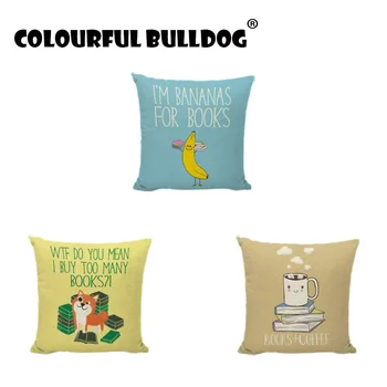 

Painted Fox Dinosaur Rhinoceros Cushion Covers Reading Books Printed Home Decor Study Cute Office Pillowcase Throw Pillow Covers