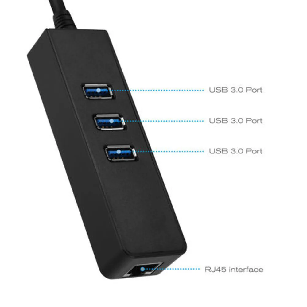 CARPRIE USB 3,0 Gigabit Ethernet Lan RJ45 сетевой адаптер 3-Порты и разъёмы концентратора до 1000 Мбит/с для ПК 6J12 Прямая