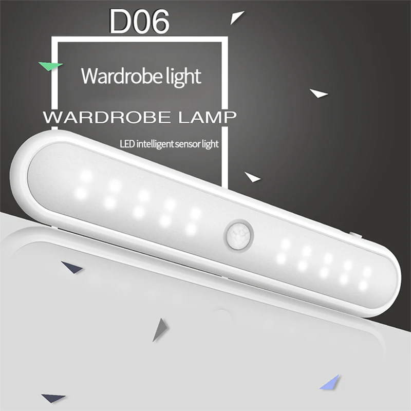 20LED Интеллектуальный сенсор свет для под шкафом Магнитная батарея питание PIR датчик движения свет для гардероба кухонный шкаф