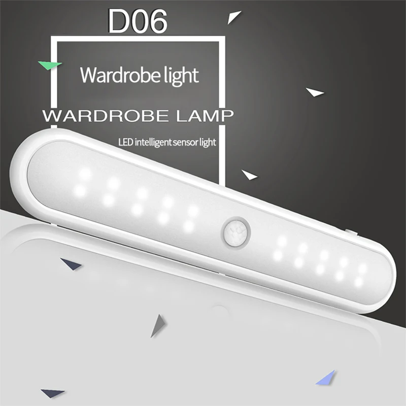 20LED Интеллектуальный светильник с датчиком для шкафа Магнитная батарея с питанием от PIR датчик движения светильник для шкафа кухонного шкафа