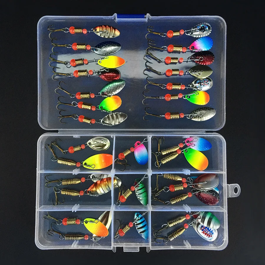 Fishing Tackle 31pcs Mixed Fishing Lures Spoon Bait Set Metal Lure Kit