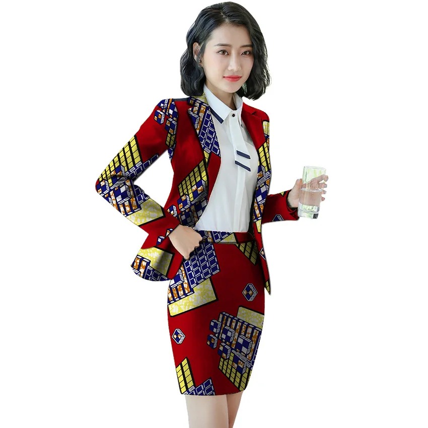 

Dashiki print women suits fashion ladies skirt suits Ankara pattern customized beautiful outfits for African party/wedding